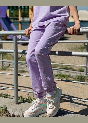 Фіолетовий літній комплект для дівчинки підлітковий (футболка+штани) hc (h001-6423-057-33) No Brand