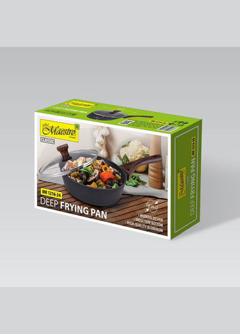 Сковорода сотейник з антипригарним покриттям і скляною кришкою 24 см (MR-1216-24) Maestro (334008883)