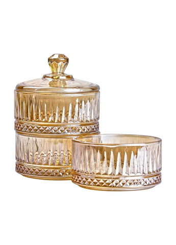 Конфетка трехуровневая с крышкой ребристая стеклянная, коричневый Yiwu (325875908)