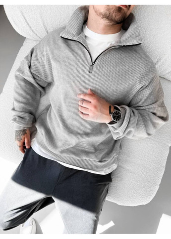 Сірий стильний чоловічий светр на блискавці Vakko