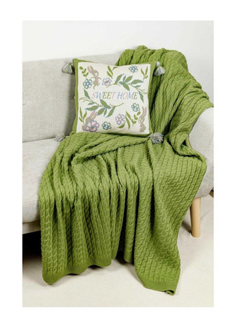 Плед вязаный Косы травяной ТМ Прованс (367726760)