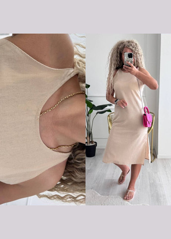 Світло-бежева повсякденний, кежуал жіноча сукня Style Point однотонна