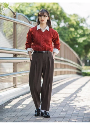 Бордовый джемпер вязаный (471745) Uniqlo