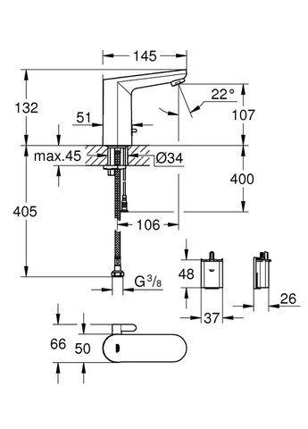 QuickFix Get E Инфракрасный электронный смеситель для раковины (36366002) Grohe (360398724)