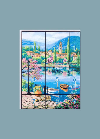 Набор для вышивания по нанесённой на канву схеме "Lake and mountains". AIDA 14CT printed 42*52 см Joy Sunday (313614547)