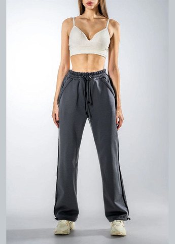 Теплые спортивные штаны женские на завязках Francis Графит Teamv (317310434)