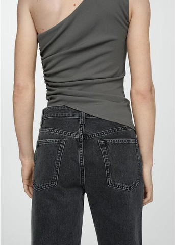 Джинсы темно-серые прямые уровни средняя посадка Mango - (349360066)
