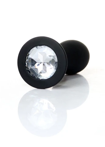 Анальная пробка HeavyFun Bullet Jewellery Silicone Black Plug, диаметр 2,8 см, длина 9,2 см, Clear B Series (397058249)