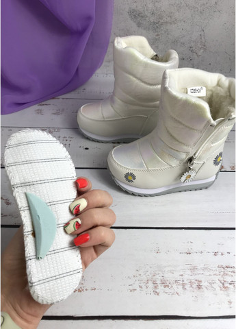 Чоботи дутики дитячі на дівчинку Совенок Білий (742) No Brand (354822827)