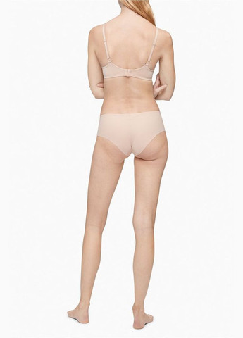 Бежевий брасьер гладкий бюстгальтер без кісточок Calvin Klein без кісточок