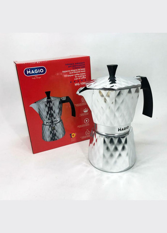 Маленька кавоварка на 3 чашки MG-1004 300 мл, Кавоварка гейзерна мокко, Гейзерна ZB-178 кавоварка сталь Magio (349822327)
