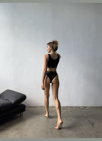 Чорний комплект жіночої білизни (топ+труси), чорний Reload