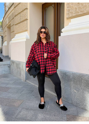 Красная повседневный, кэжуал рубашка в клетку Vakko с длинным рукавом