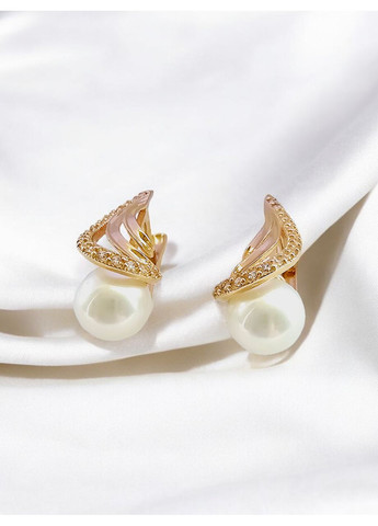 Золотые серьги с жемчугом и фианитами. Tango (354700142)