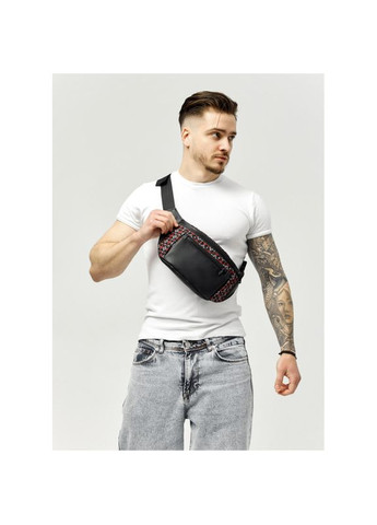 Большая мужская сумка на пояс бананка Tirso Max черная принт Sambag (328470351)