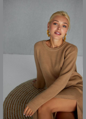 Бежевий демісезонний жіночий джемпер з в'язкою "соти" (2518) Triko Bakh