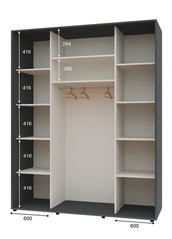 Шафа-купе дводверна 190*60*220 см Графіт ДСП + Дзеркало Максі Комфорт Меблі (360435817)