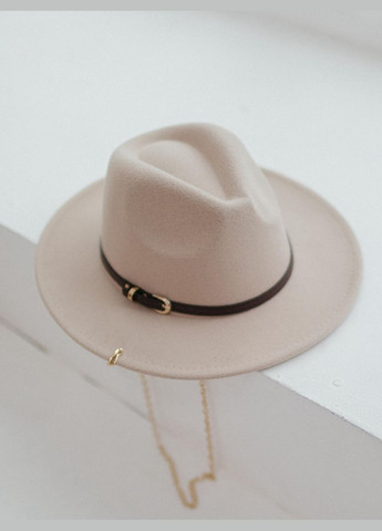 Шляпа фетровая Федора с кожаным ремешком и золотой цепью D.Hats (285767405)