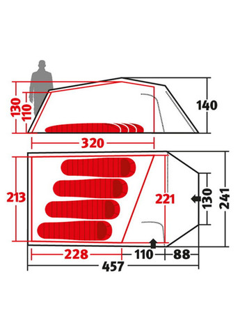 Намет Wechsel Tempest 4 ZG для 4 чоловік тунельний намет з двома входами та тамбуром для кемпінгу та туризму. ProDobro (365731317)