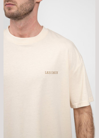 Бежевая бежевая хлопковая футболка с логотипом Les Deux
