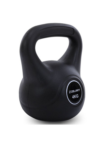 Гиря тренувальна цільна пластикова TA-5427-4 4кг (наповнення цемент, чорний) Zelart (361435823)