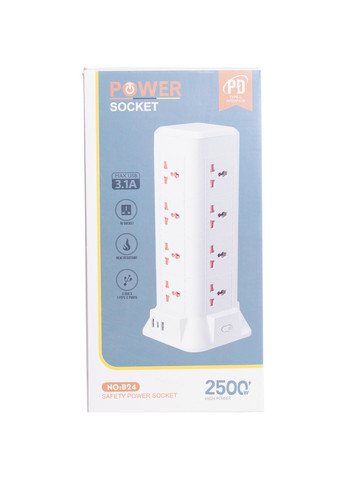 Мережевий фільтр-подовжувач TOWER 12 розеток LED 3xUSB-A 1xUSB-C 4.8м (HP-5-11MF) No Brand (338597635)
