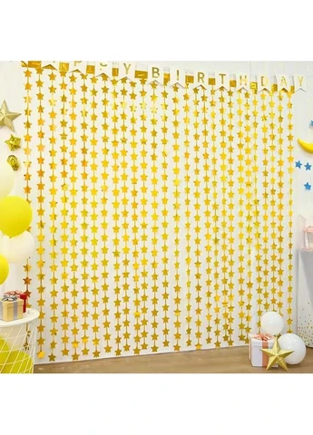 Декоративна шторка для фотозони, зірки золотисті 2х1 м No Brand (302313401)