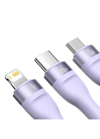 Кабель Flash Series Ⅱ One-for-three Fast Charging Data Cable USB to M+L+C 66W 1.2m Purple Baseus (371363854)