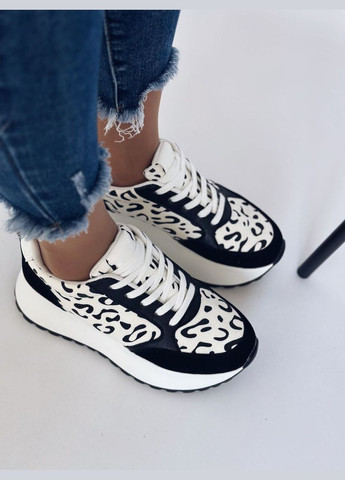 Стильні жіночі кросівки No Brand чорно-білі демісезони (302224764)