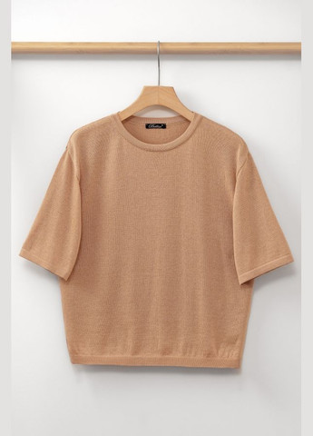 Темно-бежевий демісезонний жіночий джемпер із ніжної пряжі з віскози та бавовни (2822) Bellise