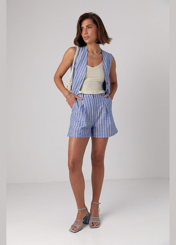 Жіночий літній костюм з шортами та жилетом у смужку Lurex (296889436)