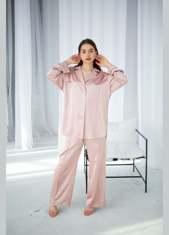 Пудровий рожевий шовковий комплект "Доллі" в стилі оверсайз Fayna (294207172)