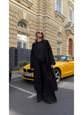 Черное демисезонное Пальто кашемировое утепленное (замеры в описании) DK/DL Мода без кордонів