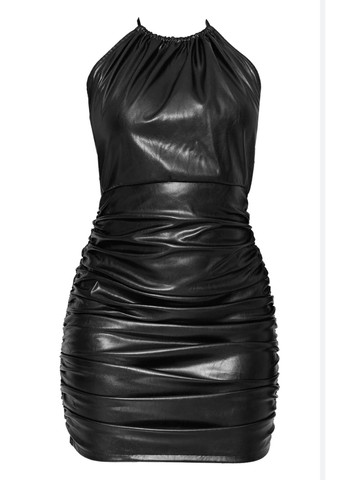 Черное платье кожа черная btg-0083 PrettyLittleThing