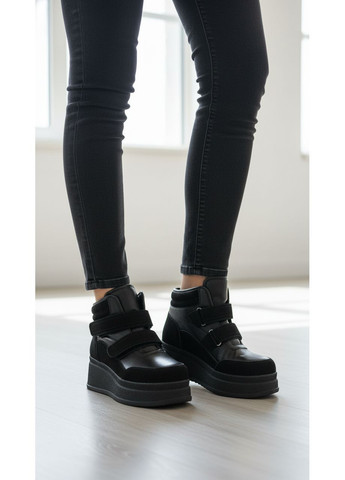 Черевики жіночі зимові чорні натуральна шкіра і замша No Brand Черевики зимові жіночі (366690246)