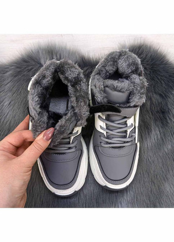 Серые повседневные зимние ботинки зимние детские для девочки Канарейка