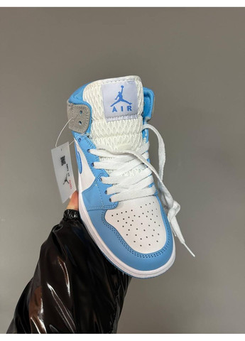 КРОССОВКИ ЖЕНСКИЕ NIKE AIR JORDAN 1 MID BLUE GREY PREMIUM НАЙК АИР ДЖОРДАН No Brand серые демисезоны (367175780)