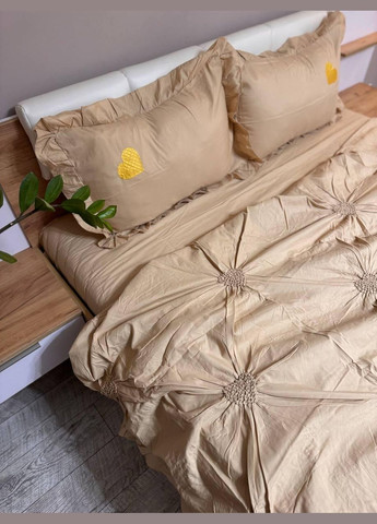 Постільна білизна Євро 200х220 наволочка 70х70 2шт Капучино (П4-satin-zhatka-ser-004-01) No Brand (348095355)