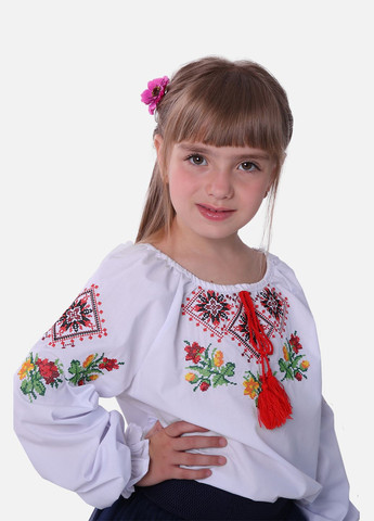 Вишиванка для дівчинки з довгим рукавом колір білий ЦБ-00245239 No Brand (280925156)