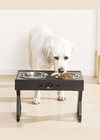 Двойная миска для собак 2 х 1.3L на подставке с регулируемой высотой, Черный Els Pet (299915461)