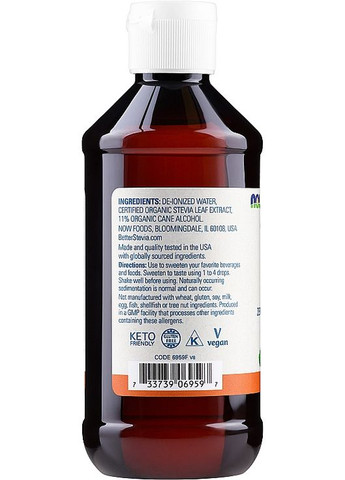 Рідкий підсолоджувач "Оригінальний" Better Stevia Liquid Sweetener Original 59ml (1083248-26559563) Now Foods (368601558)