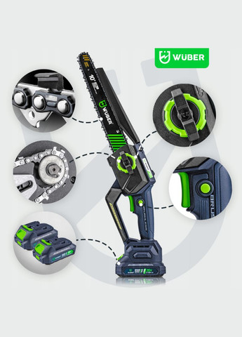 Аккумуляторная пила цепная + 2 аккумулятора 2Ач 20В + 2 шины (Польша) Wuber (340072968)