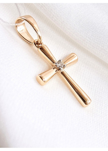 Золотий хрестик з діамантом, червоне золото 585 проби 3103596201-7п SOVA jewelry house (365268266)