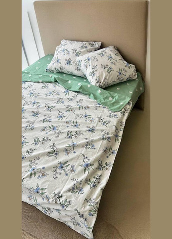 Постельное белье хлопковое Цветы Двуспальное Простынь на резинке 160x200х20 Бязь Белое 50 х 70 No Brand (292301115)