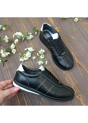 Кроссовки кожаные женские на шнуровке. Цвет черный,. 37 размер Vasha para белые (353828513)