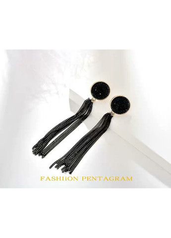 Сережки/сережки довгі блискучі з ланцюжками ошатні «Вrilliance» (чорний) China (366874968)