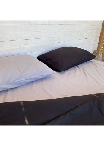 Постільна білизна Сірий+чорний ранфорс Полуторний розмір, наволочки 50/70 No Brand (364213002)