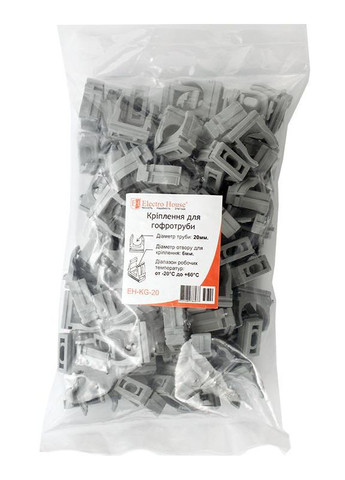 Крепеж для гофротрубы Ø20 мм, отверстие Ø6 мм, 100 шт. Electro House (346088037)