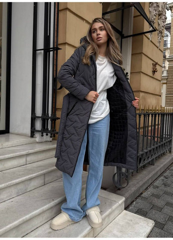 Графитовое Женское стеганое зимнее пальто Osoblyva