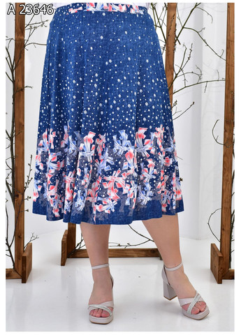 Синяя повседневная женская летняя юбка большого размера SK